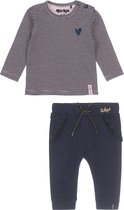 Dirkje Bio Basic SET(32delig) Blauwe broek, Shirt gestreept - 1 paar Noppies sokjes - Maat 62