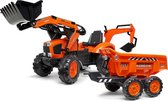 Kubota traptractor graaflaadcombinatie Bob - traptractor met graafmachine en 4-wielige aanhanger, oranje