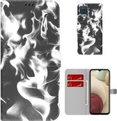 Voor Samsung Galaxy A12 5G Cloud Fog Patroon Horizontale Flip Leather Case met Houder & Kaartsleuf & Portemonnee (Zwart)