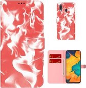 Voor Samsung Galaxy A20/A30 Cloud Fog Pattern Horizontal Flip Leather Case met Houder & Card Slot & Wallet (Rood)
