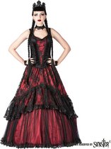 Sinister Lange jurk -3XL- 1034 Bordeaux rood/Zwart
