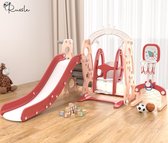 Speeltoestel XL Rood Peach/ Perzik Roze met glijbaan en schommel voor binnen en buiten - Baby - Peuter - Kleuter - Cadeau - 1 jaar - 2 jaar - 3 jaar - Sinterklaas - Kerst - Jongen