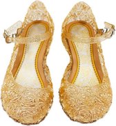 Prinsessen glitter schoenen met hak - Goud - Prinsessen - Verkleedschoenen - Frozen - Rapunzel - Doornroosje - Ariel - Assepoester -  Elsa - Anna - Jurk -  Maat 34 (valt als 32) Bi