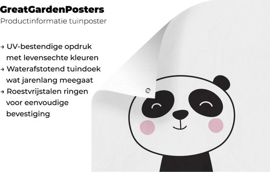 Illustration panda sur fond blanc affiche de jardin toile en vrac 60x90 cm - toile de jardin / toile d'extérieur / Peintures pour l'extérieur (décoration de jardin)