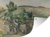 Tuinschilderij Hillside in Provence - Schilderij van Paul Cézanne - 80x60 cm - Tuinposter - Tuindoek - Buitenposter