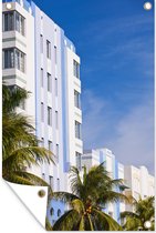 Tuindecoratie Art Deco hotels aan de Ocean Drive in Miami - 40x60 cm - Tuinposter - Tuindoek - Buitenposter