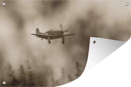 Tuinposter - Tuindoek - Tuinposters buiten - Spitfire bij een donkere wolkenlucht - 120x80 cm - Tuin