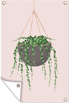 Muurdecoratie Planten - Hangplant - Hangende bloempot - 120x180 cm - Tuinposter - Tuindoek - Buitenposter