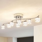 Lindby - LED plafondlamp- met dimmer - 8 lichts - glas, metaal - H: 16.5 cm - helder, chroom - Inclusief lichtbronnen