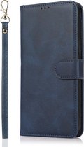 Samsung Galaxy S21 Bookcase hoesje 2 in 1 met koord - Back Cover Magneetsluiting Pasjeshouder Kunstleer Flipcase Hoesje - Samsung Galaxy S21 - Blauw
