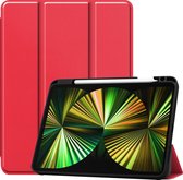 iPad Pro 2021 Hoes 12,9 inch Book Case Hoesje Hard Cover - Met Uitsparing Voor Apple Pencil - Rood