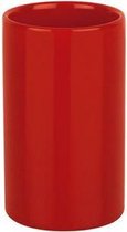 Spirella Badkamer drinkbeker/tandenborstelhouder Sienna - porselein - glans rood - 7 x 11 cm