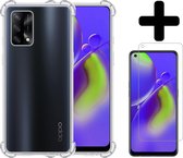OPPO A74 4G Hoesje Transparant Shockproof Case Met Screenprotector - OPPO A74 Case Hoesje - OPPO A74 4G Hoes Cover Met Screenprotector - Transparant