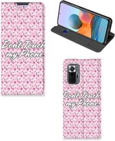 Hoesje Xiaomi Redmi Note 10 Pro Bookcase Flowers Pink Don't Touch My Phone