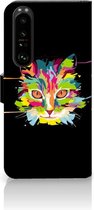 Wallet Book Case Sony Xperia 1 III Smartphone Hoesje Cat Color Leuke Verjaardagscadeaus