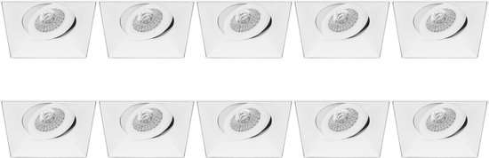 Spot Armatuur 10 Pack - Proma Nivas Pro - GU10 Inbouwspot - Vierkant - Wit - Aluminium - Trimless - Kantelbaar - 150mm