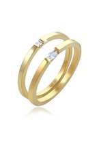 Elli Dames Ring Dames Set Solitaire Marquise Baguette Cut met Zirconia Kristallen in 925 Sterling Zilver Verguld