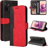 Voor Xiaomi Redmi Note 10S Zakelijke Stiksels-Kleur Horizontale Flip PU Lederen Case met Houder & Kaartsleuven & Fotolijst (Rood)