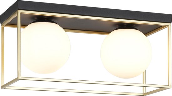 HighLight plafondlamp Sorrento 2 lichts - zwart / goud