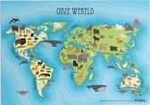 Educatieve poster (Forex) - Topografie onze wereld dierenrijk - 120 x 90 cm