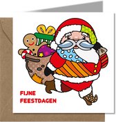 Tallies Cards - greeting - ansichtkaarten - Kerstman - PopArt  - Set van 4 wenskaarten - Inclusief kraft envelop - kerst - kerstfeest - kerstmis - kerstgroet - feestdagen - 100% Du