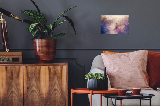 Muursticker Aquarelle Abstraite - Oeuvre abstraite réalisée à l'aquarelle avec des taches violettes et brunes - 30x20 cm - film adhésif autocollant - sticker mural repositionnable