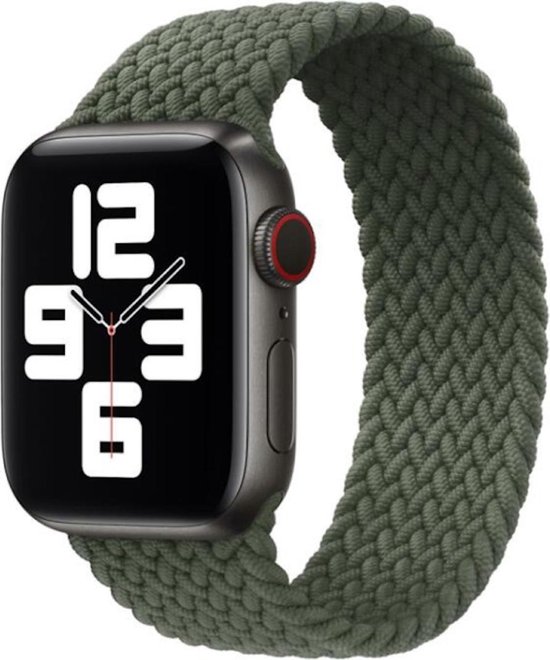 By Qubix - Braided Solo Loop bandje - Maat: L - Groen - Geschikt voor Apple Watch 42mm / 44mm - Compatible apple watch bandjes - By Qubix