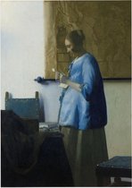 Brieflezende vrouw in blauw, Johannes Vermeer - Foto op Posterpapier - 42 x 59.4 cm (A2)