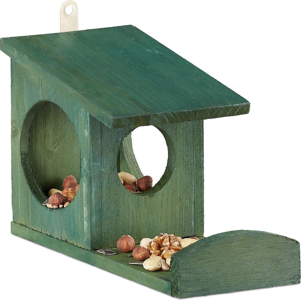 eekhoorn voederhuisje - hangend - hout - 17,5 x 14 x 25 cm