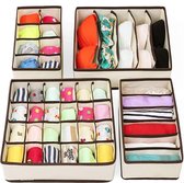 Organizer voor Kleding - Kledingverdeler - 4 stuks - Opbergbox - Opbergsysteem 45 vakken - Beige