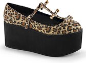Click-08 plateau shoe with T-strap and leopard print brown - (EU 37 = US 7) - Demonia