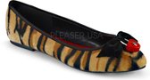 Vail-02 flats with tiger faux furr and bow with padlock brown - (EU 38 = US 8) - Demonia