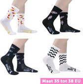 Fietssokken - Fietsjes print - Zwart - Maat 39 tot 45+ - Snelle Sokken - Vrolijke wielrensokken - Wielersokken - Mountainbikesokken - MTB Sokken - Hoogwaardig Nylon - Ademend - Ant