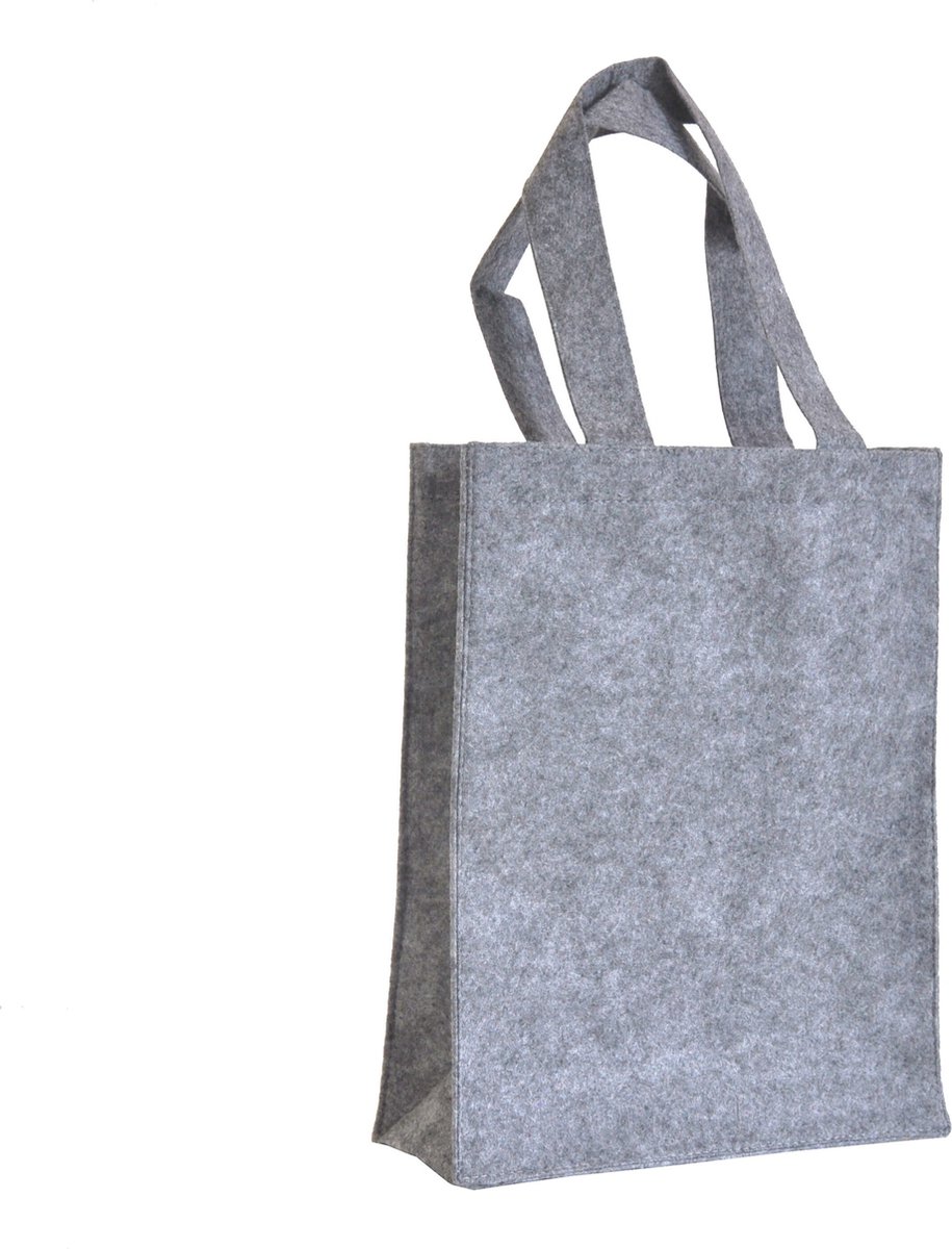 Vilten tas - 10 stuks - Grijs - 26 x 32 x 9 cm - Vilten shopper - Vilt tassen shopper - Boodschappentas