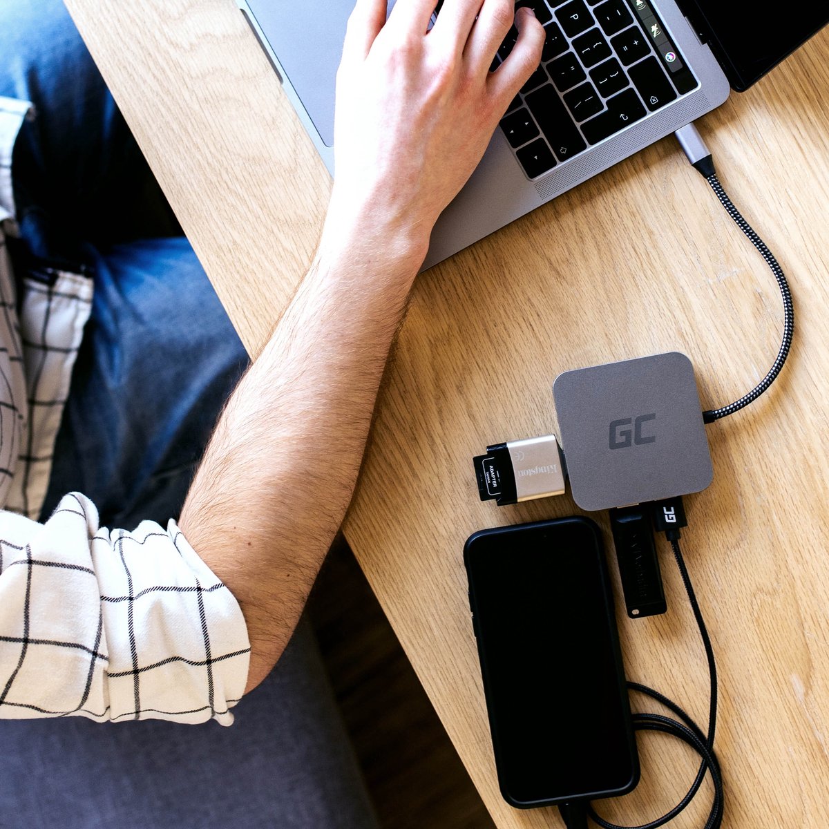 GREEN CELL Docking Station HUB USB 6in1 (USB 3.0 HDMI Ethernet USB-C) voor Apple MacBook, Dell XPS, Asus ZenBook thumbnail 2