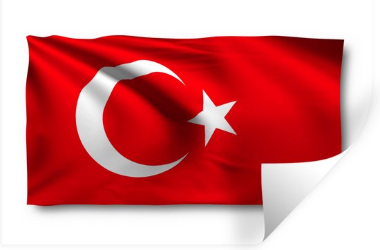Muurstickers - Sticker Folie - Vlag van Turkije op een witte achtergrond - 60x40 cm - Plakfolie - Muurstickers Kinderkamer - Zelfklevend Behang - Zelfklevend behangpapier - Stickerfolie