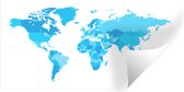 Muursticker Cartes du monde bleues - Carte du monde bleue sur fond blanc - 80x40 cm - film adhésif autocollant - sticker mural repositionnable