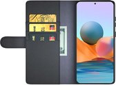Xiaomi Redmi Note 10 Pro Hoesje Wallet Book Case Echt Leer Zwart