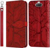 Voor Sony Xperia 8 Life of Tree Embossing Pattern Horizontale Flip lederen tas met houder & kaartsleuf & portemonnee & fotolijst & lanyard (rood)