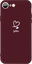 Voor iPhone SE 2020/8/7 Love-heart Letter Pattern Colorful Frosted TPU telefoon beschermhoes (wijnrood)