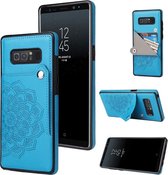 Voor Samsung Galaxy Note 8 reliëfpatroon PU + TPU beschermhoes met houder & portemonnee & kaartsleuven (blauw)