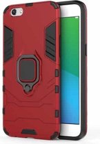 PC + TPU schokbestendige beschermhoes voor OPPO R9s, met magnetische ringhouder (rood)