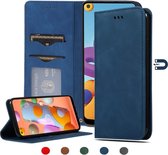 Voor Samsung Galaxy A21s Retro Skin Feel Business magnetische horizontale flip lederen tas (marineblauw)