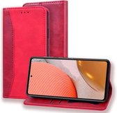 Voor Samsung Galaxy A72 5G Zakelijke stiksels Horizontale flip lederen tas met dubbele vouw & beugel & kaartsleuven & fotolijst & portemonnee (rood)