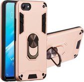 Voor vivo Y81 (niet-poreus) 2 in 1 Armor-serie PC + TPU beschermhoes met ringhouder (roségoud)