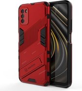 Voor Xiaomi Poco M3 Punk Armor 2 in 1 PC + TPU schokbestendig hoesje met onzichtbare houder (rood)