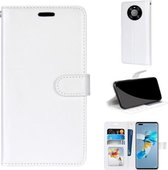 Voor Huawei Mate 40 Pro Pure Kleur Horizontale Flip PU Leren Case met Houder & Kaartsleuven & Portemonnee & Fotolijst (Wit)