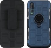 Voor Huawei P20 Pro 3 in 1 Cube PC + TPU beschermhoes met 360 graden draaien zwarte ringhouder (marineblauw)