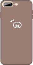 Voor iPhone 8 Plus / 7 Plus Small Pig Pattern Colorful Frosted TPU telefoon beschermhoes (kaki)