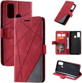 Voor Huawei P smart 2020 Skin Feel Splicing Horizontale flip lederen tas met houder & kaartsleuven & portemonnee & fotolijst (rood)